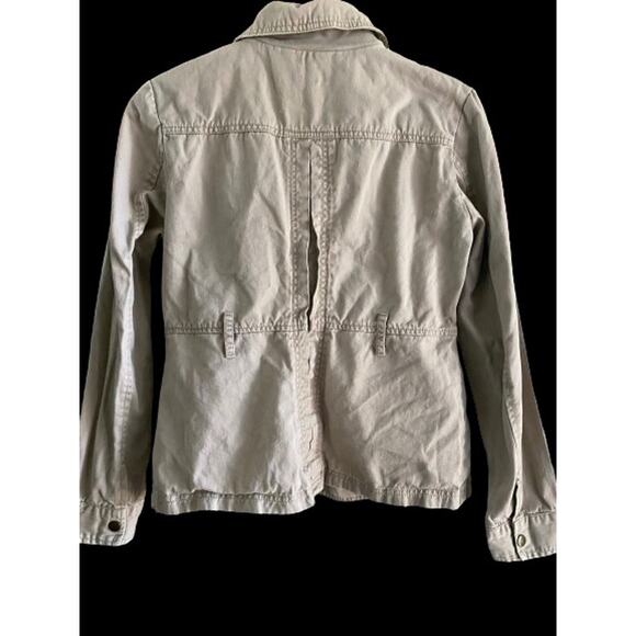 Beige Buttoned Up Utility Jacket Sz L - Picture 2 of 10